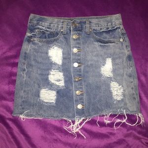 Blue jean ripped skirt